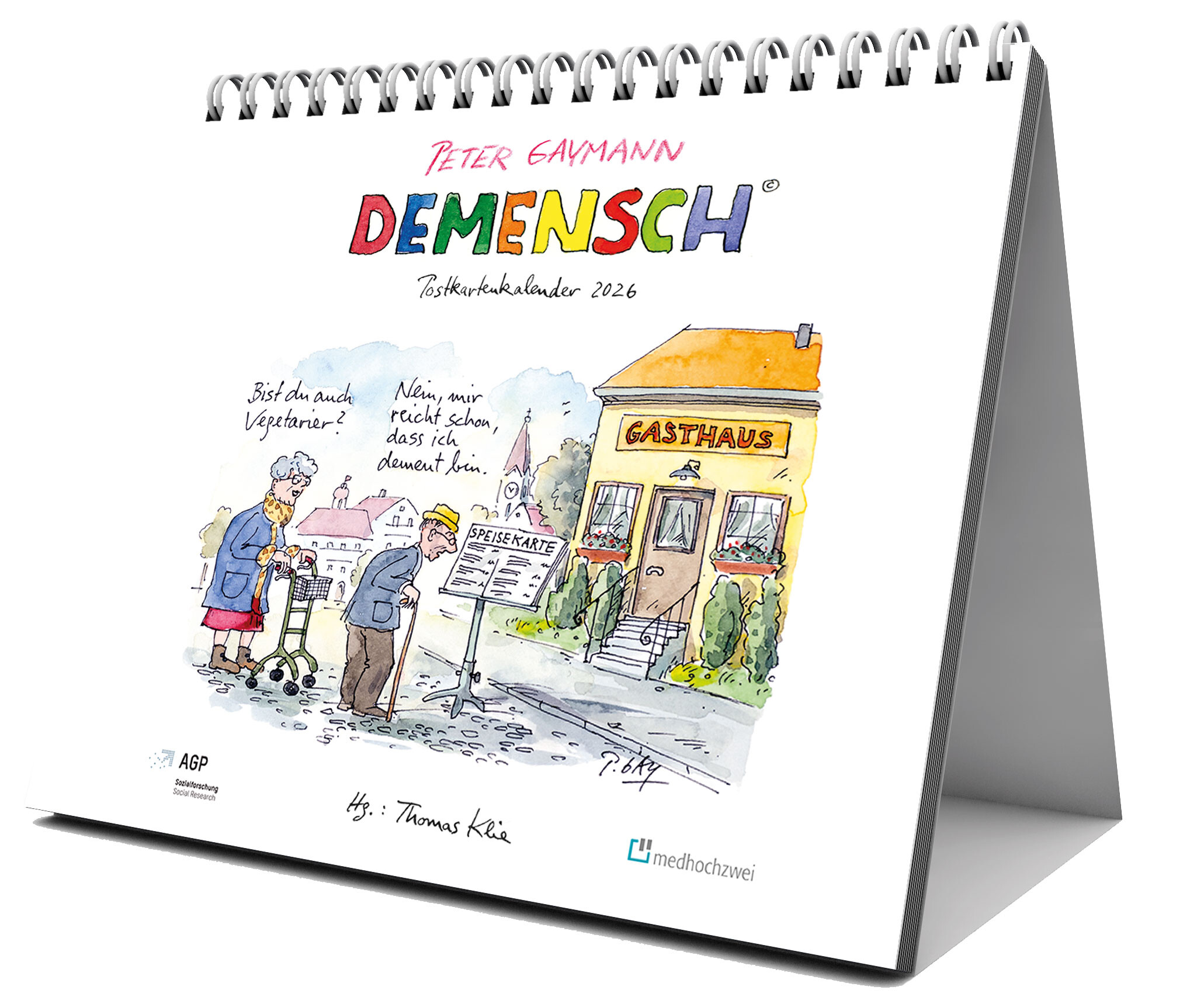 Zeichnungen des Cartoonisten Peter Gaymann, Demensch, Demenz, Senioren, Kalender, 2026, ISBN;  978-3-98800-166-5