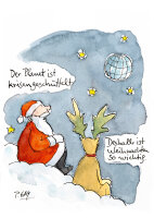 Peter Gaymann Postkarte Weihnachten Krisengeschüttelt