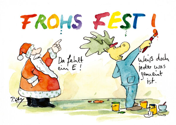 Peter Gaymann Postkarte Weihnachten Frohs Fest!