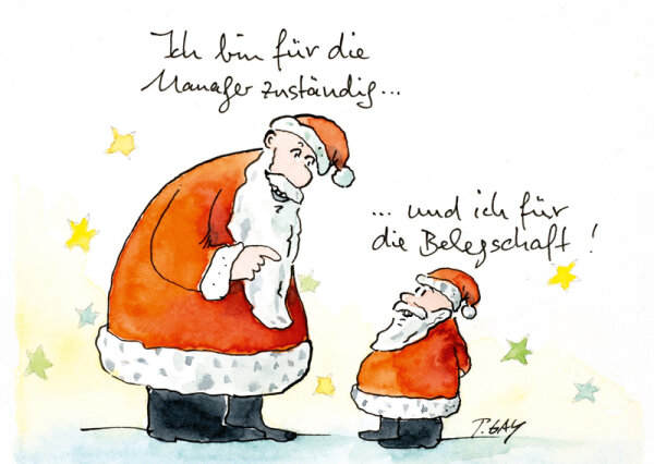 Peter Gaymann Postkarte Weihnachten Zuständigkeiten