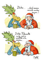 Peter Gaymann Postkarte Weihnachten Dicke Freunde