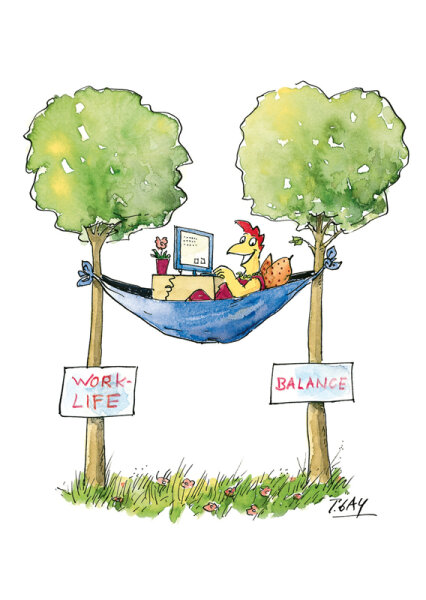 Peter Gaymann Postkarte Work-Life-Balance