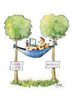 Peter Gaymann Postkarte Work-Life-Balance