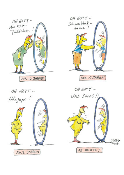 Peter Gaymann Postkarte Die ersten Fältchen