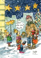 Peter Gaymann Postkarte Weihnachten Bar oder mit Karte ?