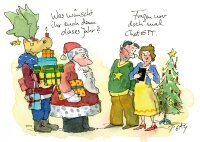 Peter Gaymann Postkarte Weihnachten Fragen wir doch mal...