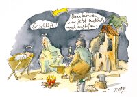 Peter Gaymann Postkarte Weihnachten Jesus schläft