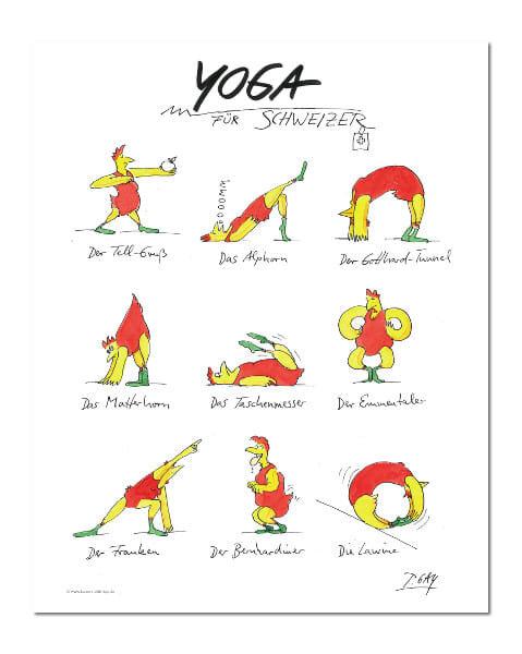 Peter Gaymann Poster Yoga für Schweizer