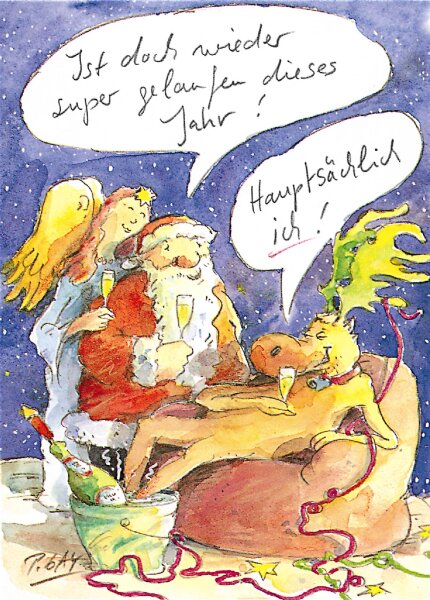 Peter Gaymann Briefkarte Super gelaufen