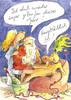 Peter Gaymann Briefkarte Super gelaufen