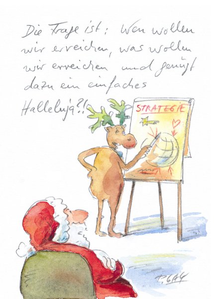 Peter Gaymann Briefkarte Weihnachten Die Frage ist