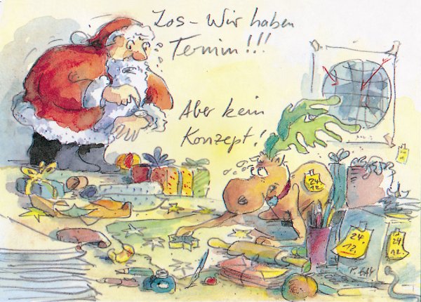 Peter Gaymann Postkarte Weihnachten Wir haben Termin