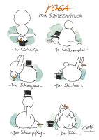 Postkarte Peter Gaymann Yoga für Schneemänner