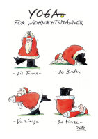 Peter Gaymann Briefkarte Yoga für Weihnachtsmänner