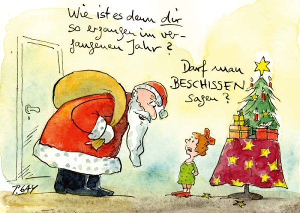 Peter Gaymann Postkarte Weihnachten BESCHISSEN sagen