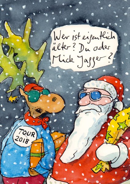 Peter Gaymann Postkarte Weihnachten Wer ist eigentlich älter