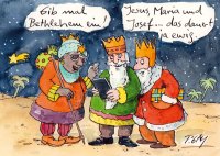 Peter Gaymann Postkarte Weihnachten Gib mal Bethlehem ein