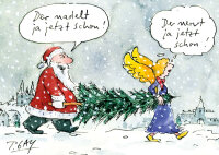 Peter Gaymann Postkarte Weihnachten Der nadelt ja jetzt...