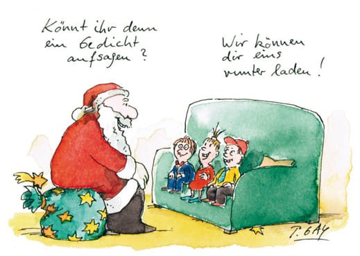 Peter Gaymann Postkarte Weihnachten Gedicht aufsagen