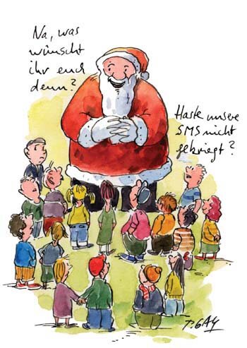 Peter Gaymann Postkarte Weihnachten Haste SMS nicht gekriegt