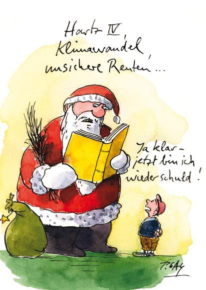 Peter Gaymann Postkarte Weihnachten Hartz 4