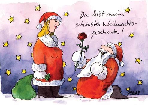 Peter Gaymann Postkarte Weihnachten Du bist mein schönstes Weihnachtsgeschenk!