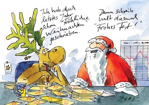 Peter Gaymann Postkarte Weihnachten Ich hab doch letztes Jahr schon