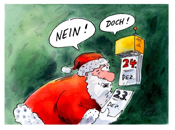 Peter Gaymann Postkarte Weihnachten Nein! Doch! (Kandidat für Nachdruck)