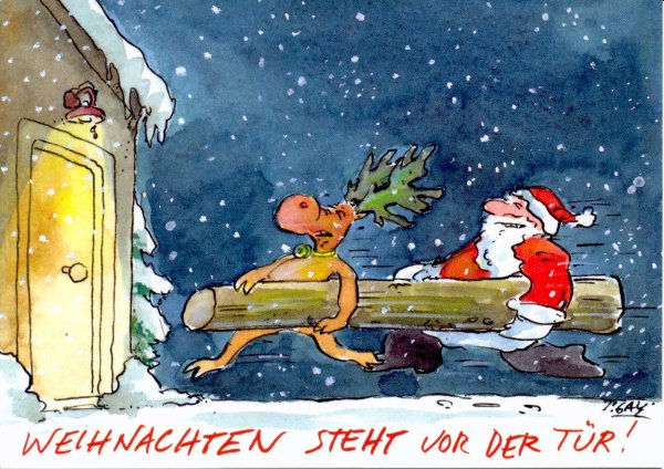 Peter Gaymann Postkarte Weihnachten Weihnachten steht vor der Tür