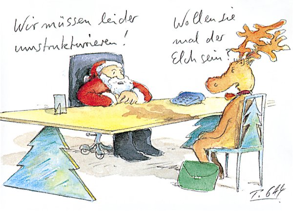 Peter Gaymann Postkarte Weihnachten Umstrukturieren