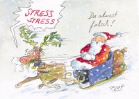 Peter Gaymann Postkarte Weihnachten Stress