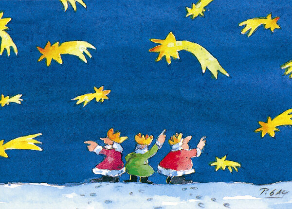 Peter Gaymann Postkarte Weihnachten Heilige drei Könige