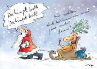 Peter Gaymann Postkarte Weihnachten Dschingel Bell