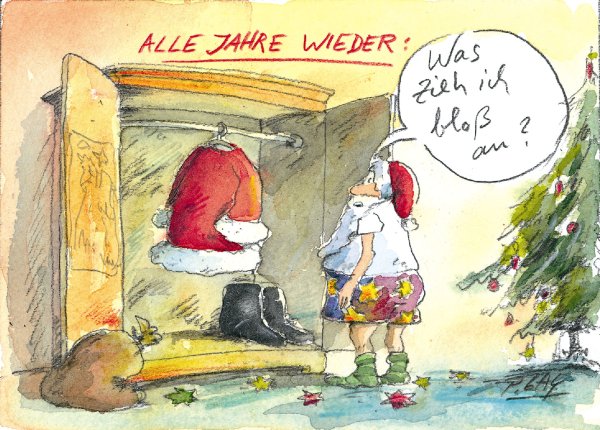 Peter Gaymann Postkarte Weihnachten Alle Jahre wieder