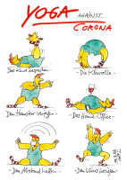 Postkarte Peter Gaymann Yoga against Corona