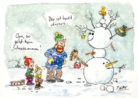 Peter Gaymann Postkarte Weihnachten Schneemann divers